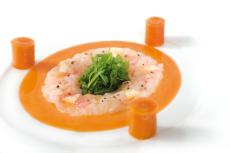 Carpaccio de Langoustines gelée de racines et légumes farcis