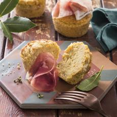 Petits flans aux haricots Cannellini, ricotta et jambon de Parme